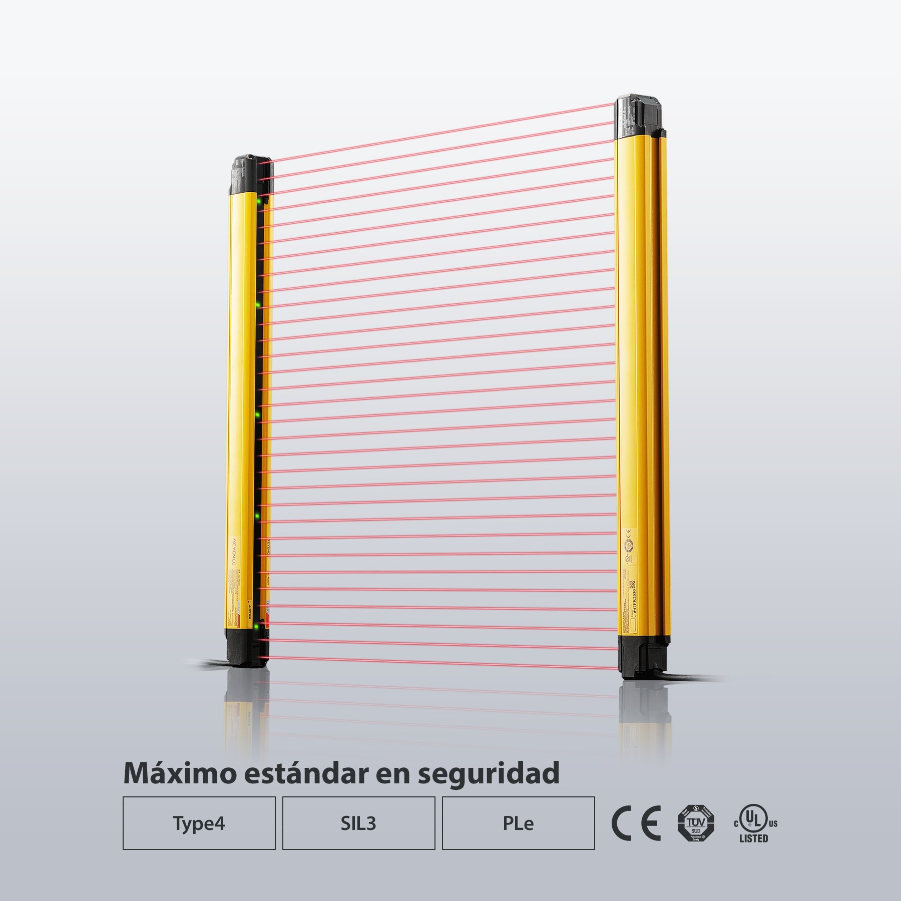 GL-R119F, KEYENCE, Cortina de luz de seguridad principal, con protección para los dedos, 119 ejes ópticos