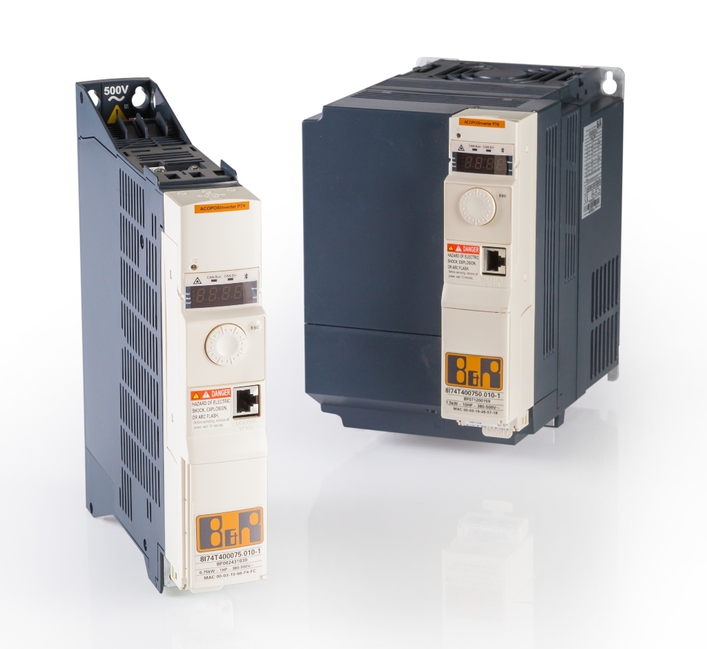 8I74T400220.010-1, B&R, Inversor, ACOPOS P74, 3 x 380 a 500 V, 2,2 kW, filtro EMC integrado y chopper de frenado, placa de blindaje