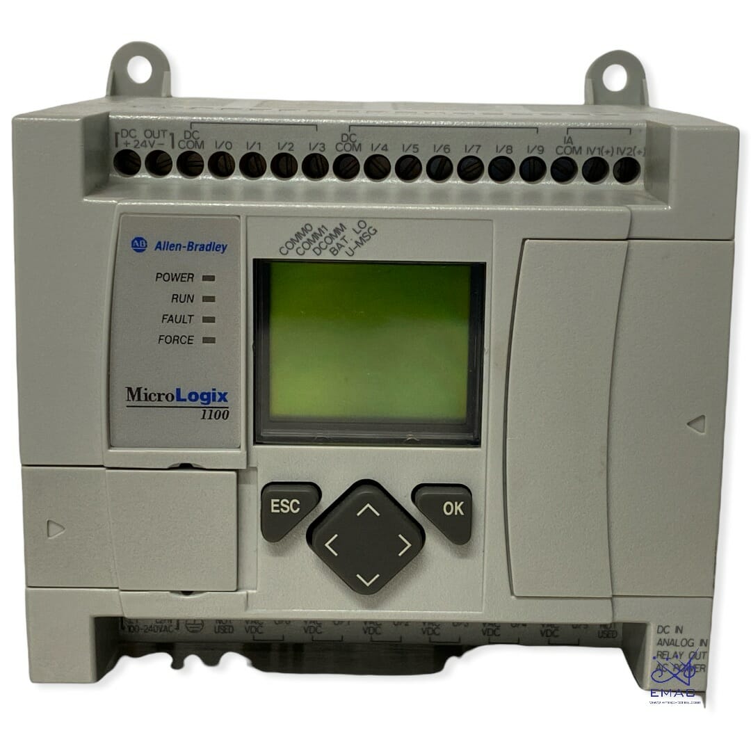 1763-L16BWA, Allen Bradley, Controlador lógico pequeño MicroLogix 1100, alimentación de 120/240 V CA, (10) entradas digitales de 24 V CC, (2) entradas analógicas de 10 V, (6)