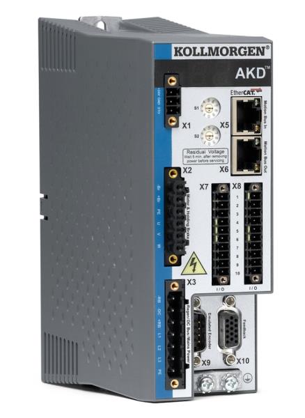 AKD-P01207-NBEI-0000, Kollmorgen, Drive, de Servo Motor, sin escobillas EtherCAT y Analógico, 12 A, 240 V a 480V.