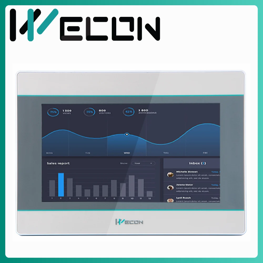 PI3070IG, WECON, HMI, 7″, resolución 800*480 LCD, 16,000k colores, interfaces RS-232, RS-422 / RS485 (2 en 1), Ethernet, procesador Cortex A35 1.2GHz