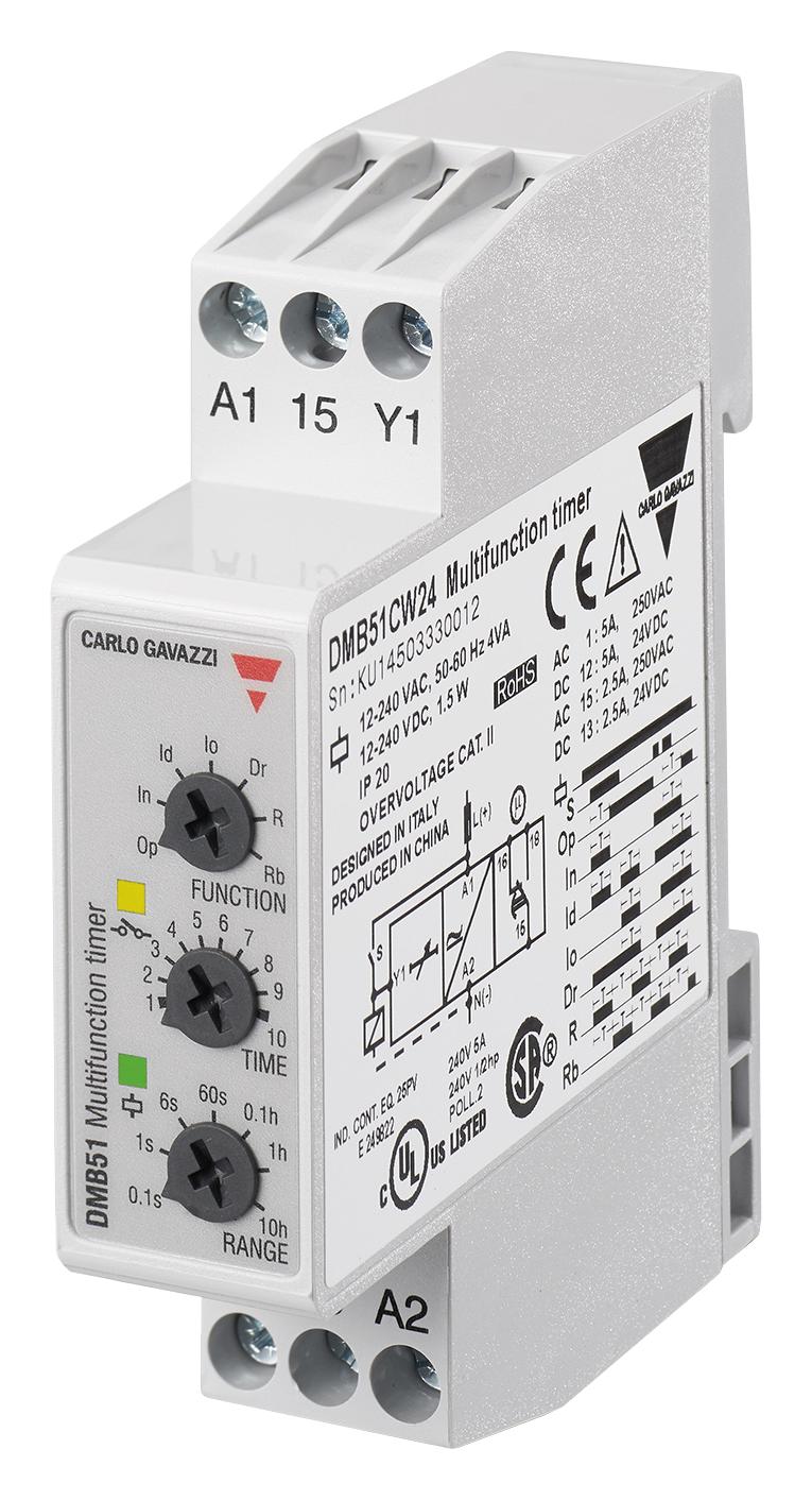 DMB51CM24, Carlo Gavazzi, relé de tiempo, 0,1s÷100h, SPDT, IP20