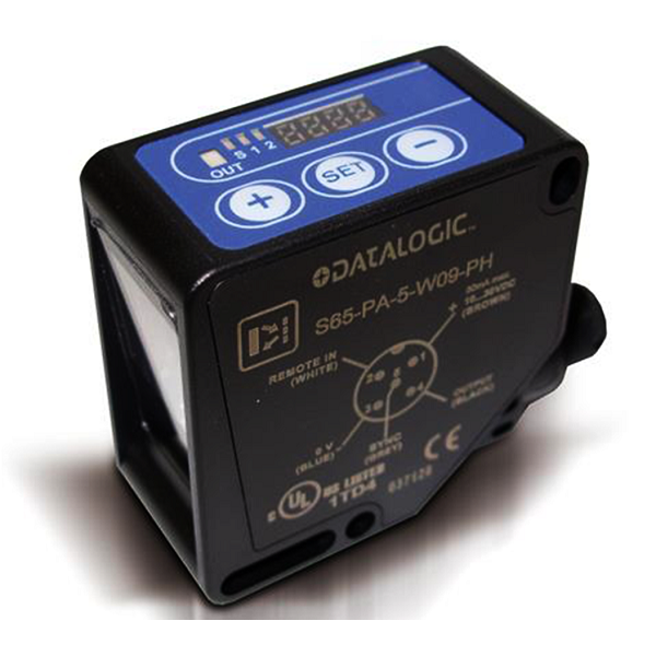 S65-PA-5-W09-PH, DATALOGIC, SERIE S65, Sensor de contraste LED blanco em. PNP - M12