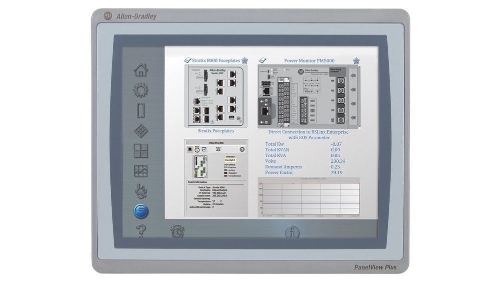 2711P-T10C22D9P, Allen Bradley, Terminal de alto rendimiento, HMI,  PanelView Plus 7, pantalla táctil, 10 SVGA, TFT color, Ethernet DLR, 24 V CC,