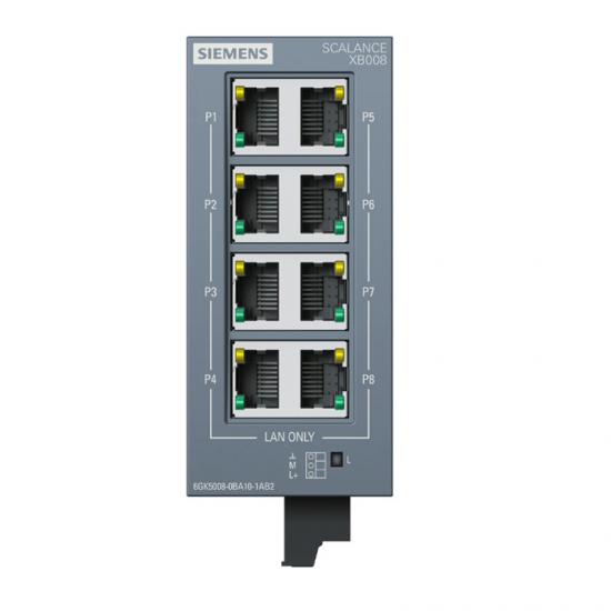 6GK5008-0BA10-1AB2, Siemens, SCALANCE, XB008 Unmanaged Industrial Ethernet Switch for 10/100 Mbit/s