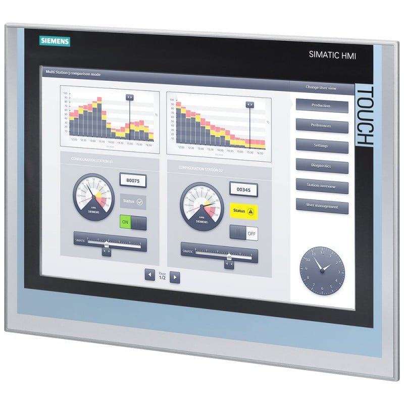 6AV2124-0QC02-0AX1, Siemens, SIMATIC HMI TP1500 Comfort, Comfort Panel, manejo táctil, pantalla TFT panorámica de 15", 16 millones de colores, interfaz PROFINET, interfaz MPI/PROFIBUS DP
