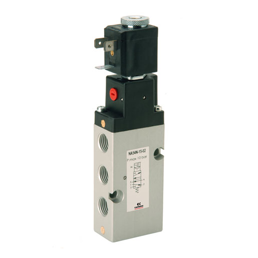 NA54N-15-02, CAMOZZI, Electroválvula de 5/2 vías, monoestable