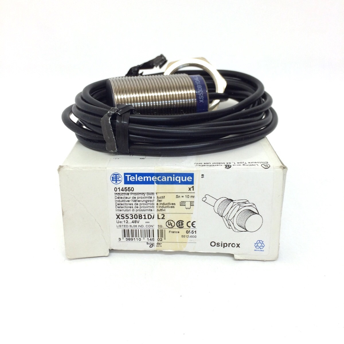 XS530B1DAL2, TELEMECANIQUE SENSORS, Sensor de proximidad, M30 x 1.5 Cilindro roscado, IP65, IP68, cables 10 mm