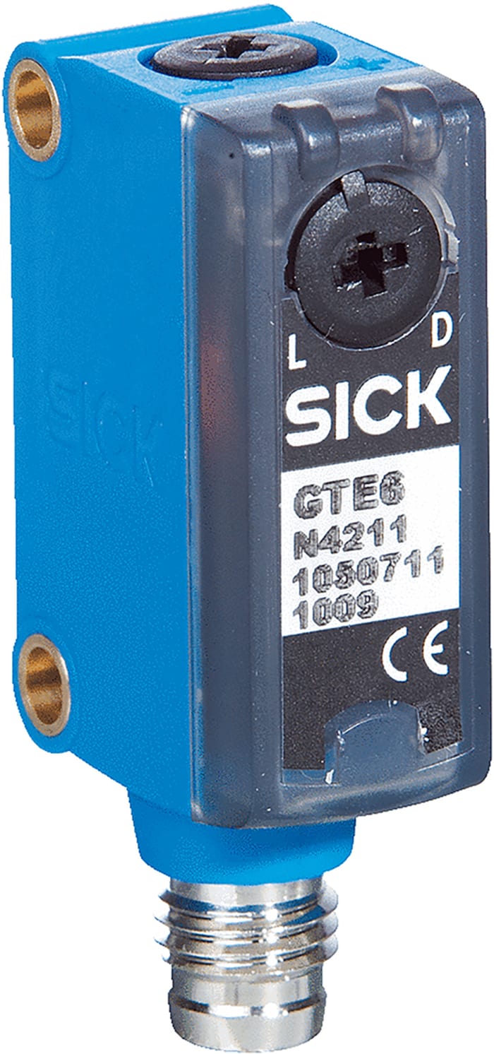 GL6-P4211, Sick, Fotocélula rectangular, Retroreflectiva, alcance >6 m., salida PNP, Conector de M8 4 clavijas, IP67