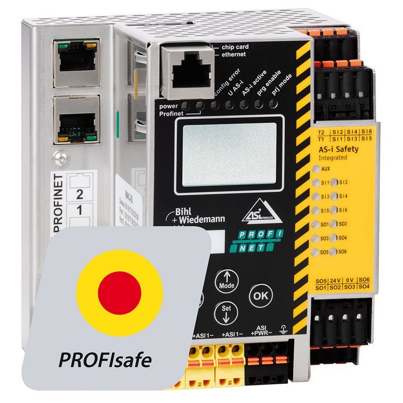 BWU2794, Bihl+Wiedemann,Pasarela ASi-3 PROFIsafe a traves de PROFINET con monitor de seguridad integrado, 1 maestro ASi, 1 fuente de alimentación para 2 circuitos ASi,