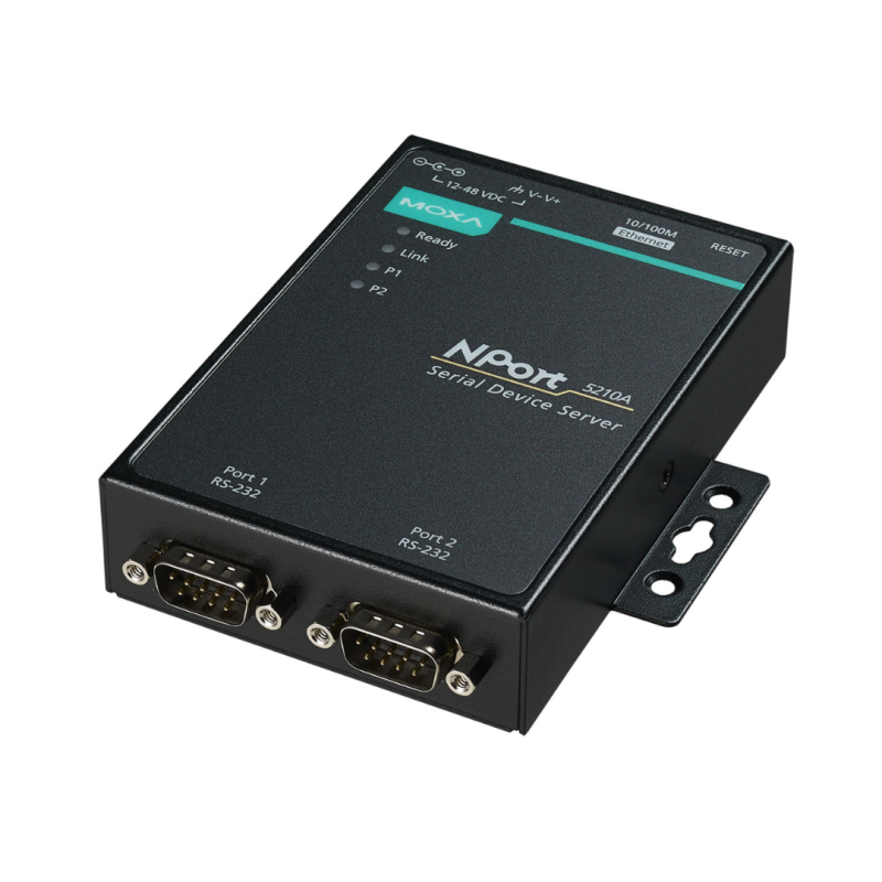 NPort 5200 Series, MOXA, Servidor de dispositivos RS-422/485 de 2 puertos con aislamiento óptico de 2 kV y temperatura de funcionamiento de 0 a 55 °C.