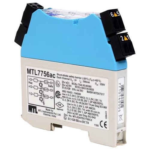 MTL-7729P+, MTL-Eaton, Barrera Zener serie MTL7700, Crouse-Hinds, 28 V CC, 170 mA, policarbonato, montaje en riel DIN, polaridad positiva.