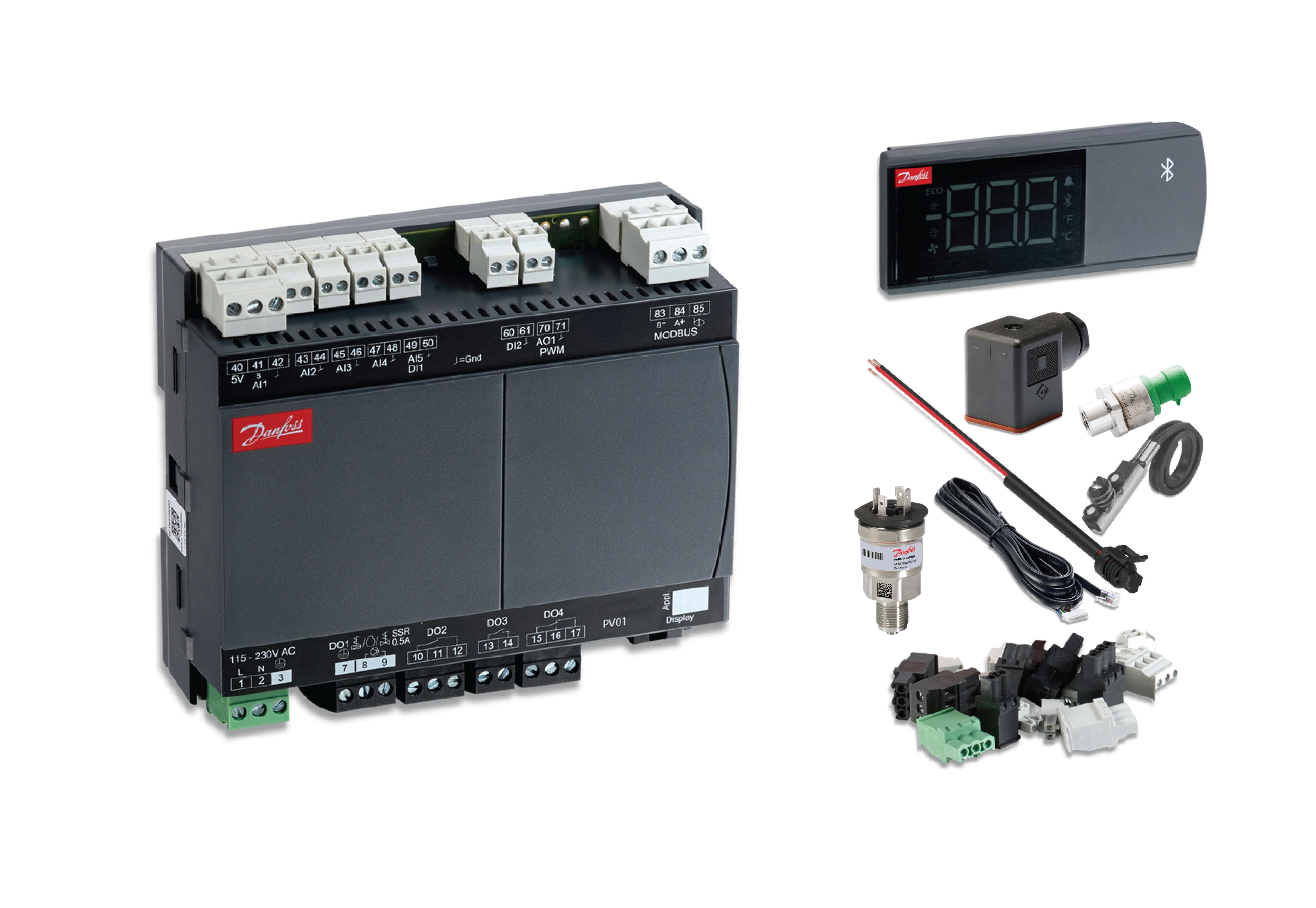 AK-CC55, DANFOSS, Controlador multifunción de mueble/cámara, Control del equipo de refrigeración,  control de válvulas de expansión termostática (TEV) y válvulas de expansión electrónica (EEV), AKCC55