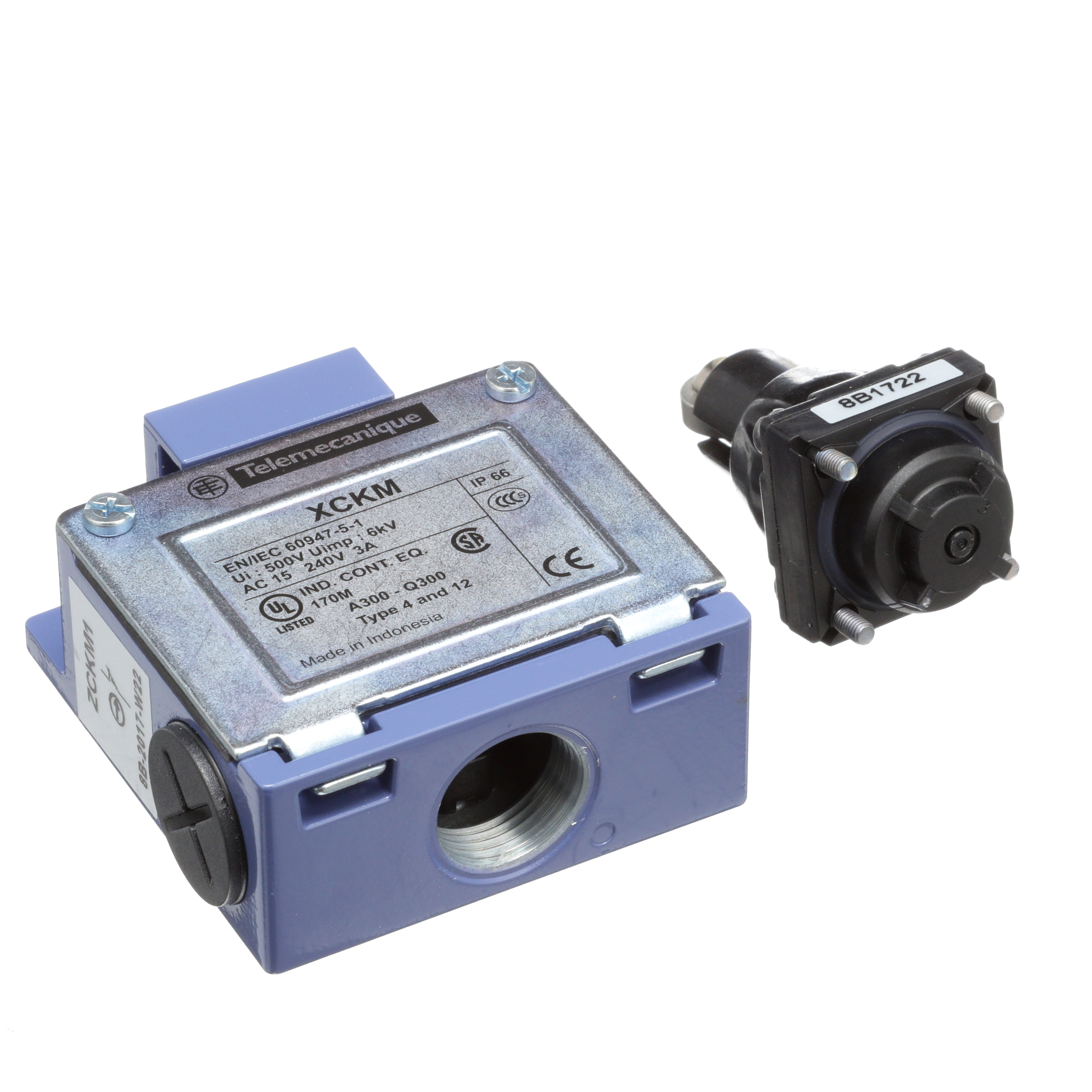 XCKM102, Telemecanique Sensors, Limit switches XC Standard, Interruptor de fin de carrera; roldana metálica Ø12mm; NO + NC, XCK-M102, incluye ZCK-D02