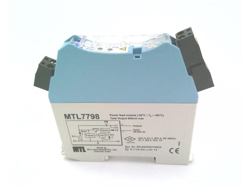 MTL7798, MTL, Eaton, Barrera Zener, Crouse-Hinds serie MTL7700, 20-26,8 V CC, 0-800 mA,
policarbonato, montaje en riel DIN,