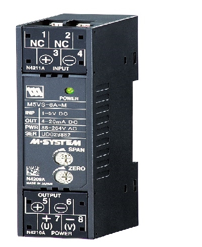 M5MS-A-R, M SYSTEM TECHNOLOGY INC, ransmisor de potenciómetro o acondicionador de señal de montaje en riel DIN