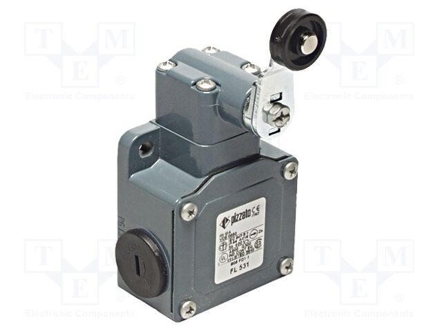FP 531-K70, PIZZATO ELETTRICA, Interruptor de fin de carrera, Interruptor de posición con palanca de rodillo,  NO + NC; 10A; max.500VAC;