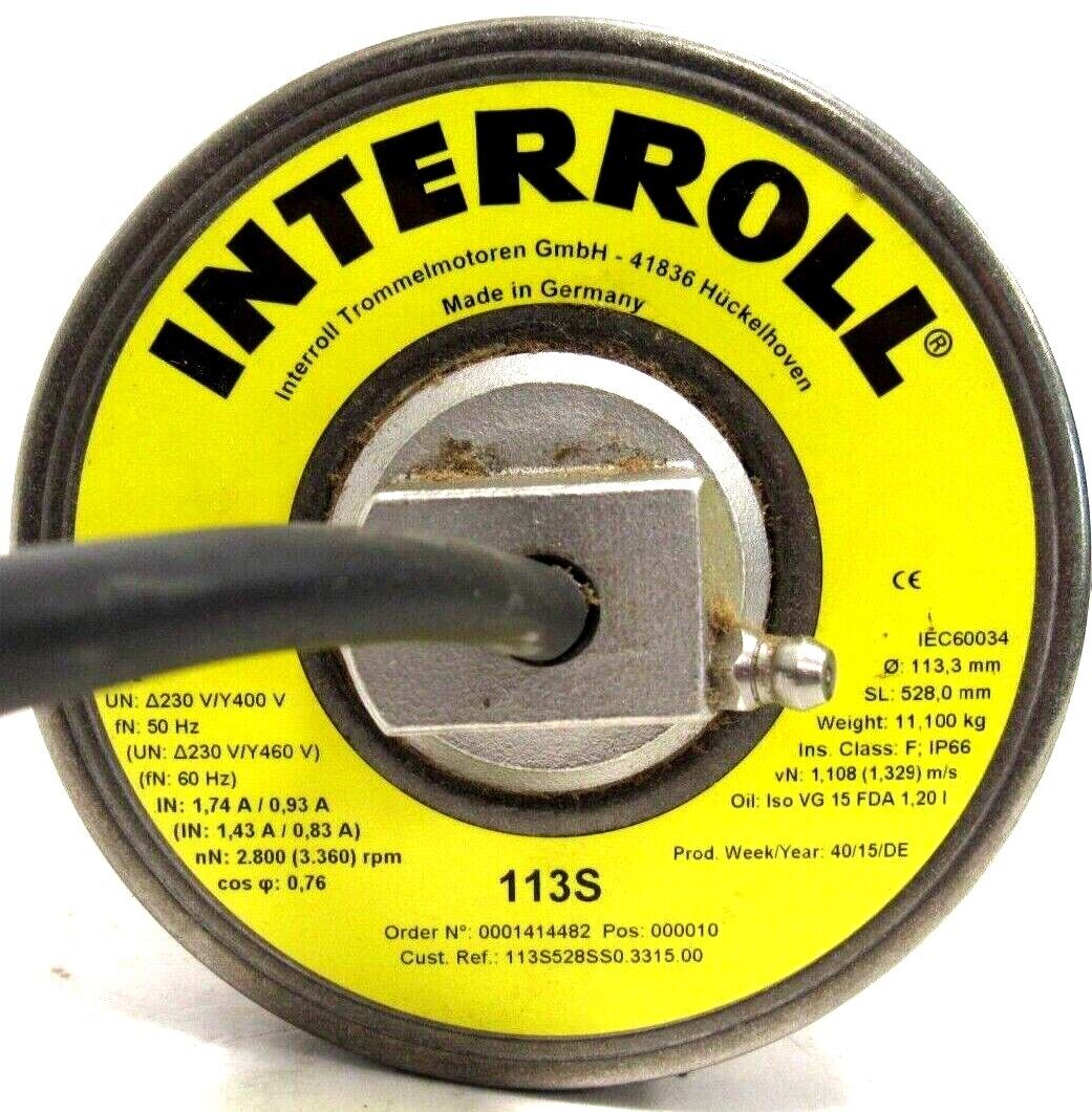 113S-SMP, Interroll, Mototambor 113S-SMP Accionamiento de banda con engranaje de tecnopolímero, 113mm,