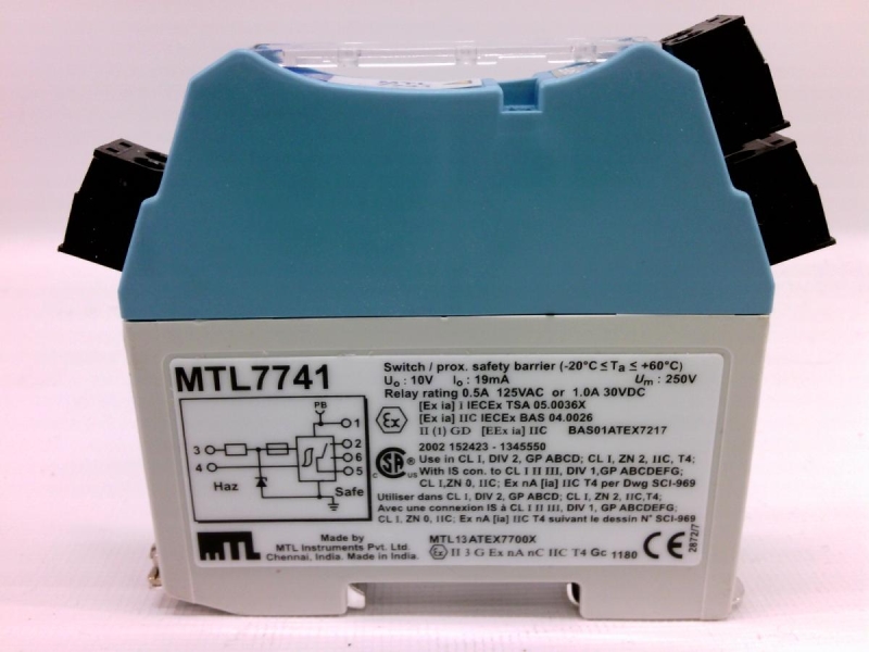 MTL7741, MTL-Eaton, Barrera Zener serie MTL7700 de Eaton Crouse-Hinds, 22,9-30 V CC, 26 mA, 1 canal, policarbonato, montaje en riel DIN, protección contra sobretensiones integrada.